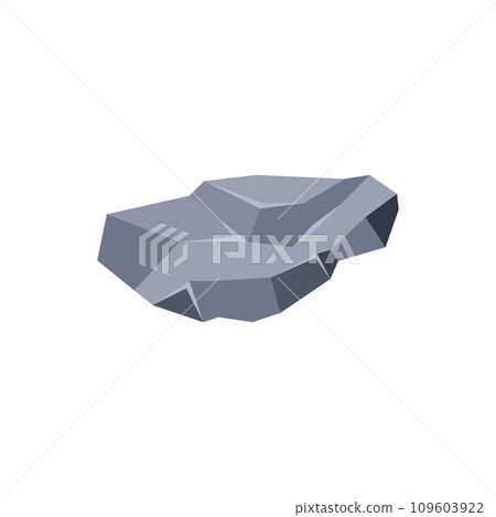 Grey stone, vector illustration in flat cartoon style isolated on white Grey stone, vector illustration in flat cartoon style isolated on white 109603922