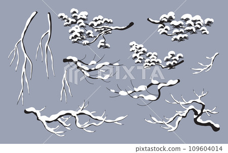 Set of Snow Covered Tree Branches Set of Snow Covered Tree Branches 109604014