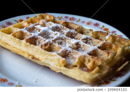 Close up of fresh home made Brussels Waffles, Belgium 109604183