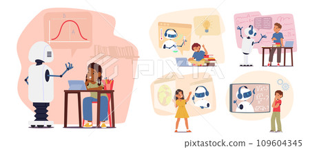 Friendly Chatbot Aids Kids In Learning With Ai Technology, Making School Engaging. It Guides, Answers Questions Friendly Chatbot Aids Kids In Learning With Ai Technology, Making School Engaging. It Guides, Answers Questions 109604345