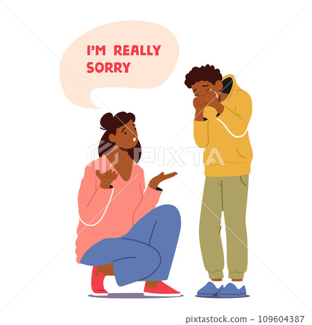 Remorseful Mother Whispered Sincere Apologies to Her Crying Son With A Tender Gaze, Expressing Deep Regret 109604387