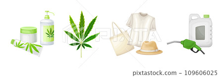 Hemp and Cannabis Sativa Production and Processing Vector Set 109606025