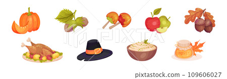 Thanksgiving Autumn Holiday Symbol and Object Vector Set Thanksgiving Autumn Holiday Symbol and Object Vector Set 109606027