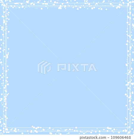 Square Snow frame on pastel blue background. Place for text. Vector illustration 109606468