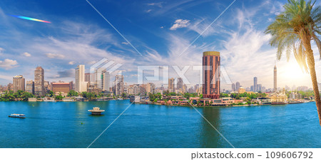 Wonderful Nile river panorama, view of the center of Cairo, Egypt, Africa 109606792