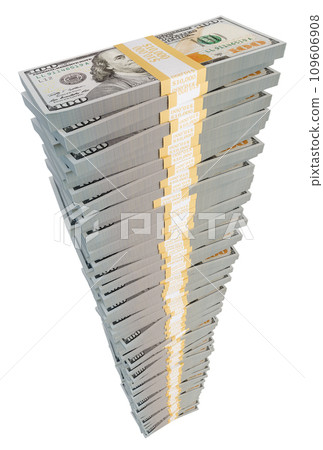 Tall Stack of One Million Dollars in One Hundred Dollar Bills Isolated on a White Background. Tall Stack of One Million Dollars in One Hundred Dollar Bills Isolated on a White Background. 109606908