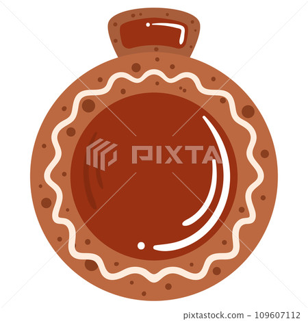 Winter traditional gingerbread cookie. Christmas tree ball shape with red and white glaze. 109607112
