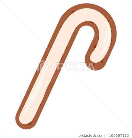 Winter traditional gingerbread cookie. Candy cane with white glaze. Winter traditional gingerbread cookie. Candy cane with white glaze. 109607113