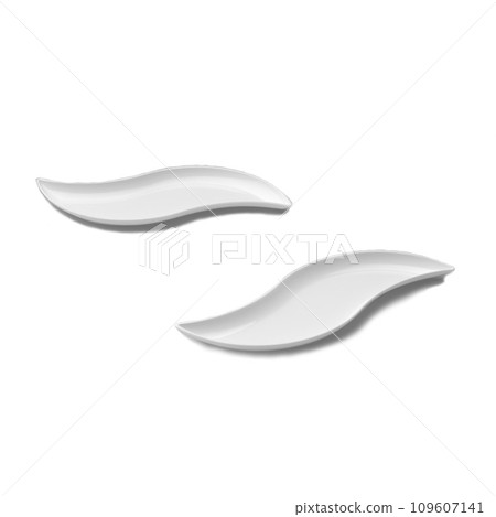 Two white plastic dessert plates isolated over white background 109607141