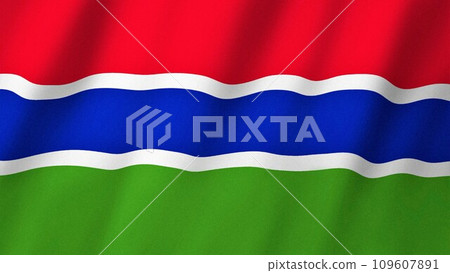 Gambia flag waving in the wind. Flag of Gambia images 109607891