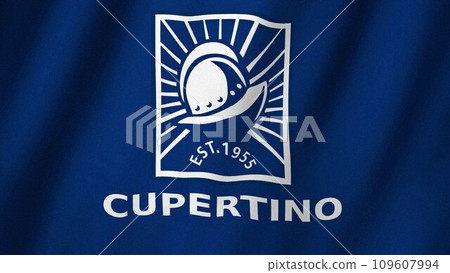 Cupertino flag waving in the wind. Flag of Cupertino images 109607994