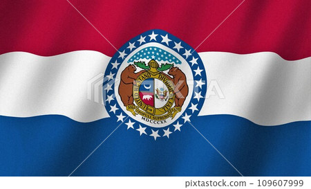 Missouri flag waving in the wind. Flag of Missouri images Missouri flag waving in the wind. Flag of Missouri images 109607999