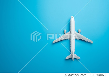 Airlines passenger plane. Place for text. Passenger transportation. World communication and commercial flights. Traveling by plane. Booking tickets and accumulating air mile bonuses. 109608072