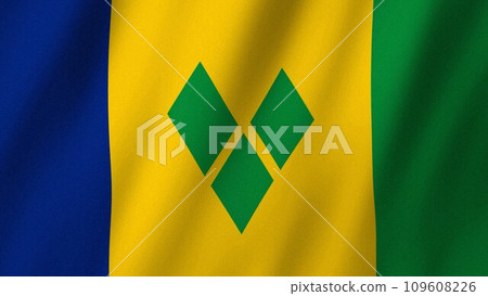 Saint Vincent flag waving in the wind. Flag of Saint Vincent images Saint Vincent flag waving in the wind. Flag of Saint Vincent images 109608226