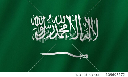 Saudi Arabia flag waving in the wind. Flag of Saudi Arabia images 109608372