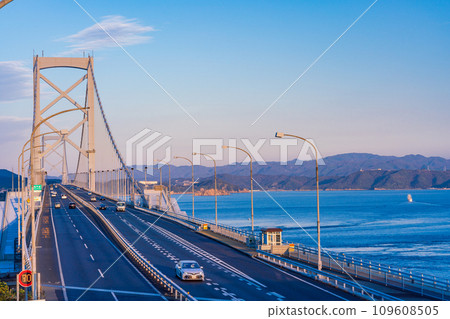 (Tokushima Prefecture) Car heading towards Awaji/Kobe side of Onaruto Bridge (Tokushima Prefecture) Car heading towards Awaji/Kobe side of Onaruto Bridge 109608505