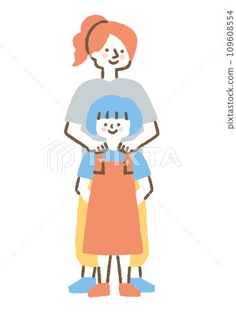 A woman placing her hand on a child's shoulder_color 109608554