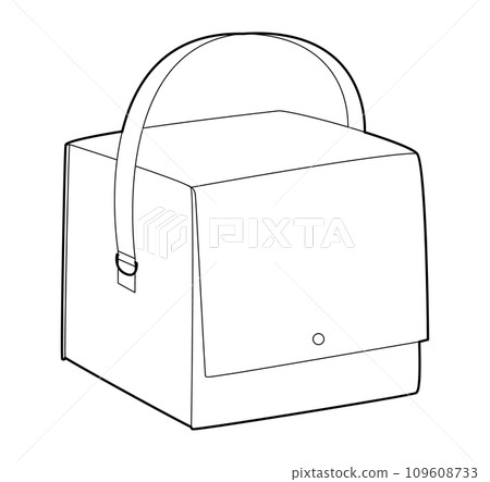 Box Bag silhouette. Fashion accessory technical illustration. Vector satchel front 3-4 view for Men, women, unisex 109608733