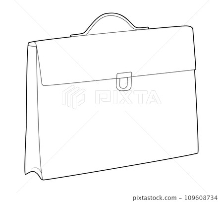 Portfolio case silhouette bag. Fashion accessory technical illustration. Vector satchel front 3-4 view for Men, women Portfolio case silhouette bag. Fashion accessory technical illustration. Vector satchel front 3-4 view for Men, women 109608734