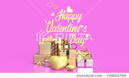 The gold gift box for Valentine's Day concept 3d rendering The gold gift box for Valentine's Day concept 3d rendering 109608764