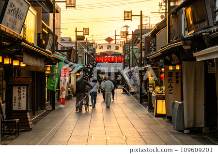 [Tokyo] Shibamata Taishakuten Sando, Showa retro townscape at dusk 109609201