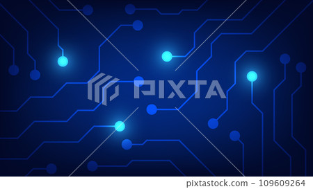 Hi tech digital circuit board. electrical lines connected on blue lighting background. futuristic technology design element concept Hi tech digital circuit board. electrical lines connected on blue lighting background. futuristic technology design element concept 109609264