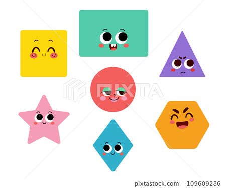 Geometric Characters With Diverse Emotions Vector Illustration 109609286
