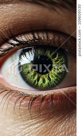 AI-generated content. Green beautiful eye of young woman 109609530