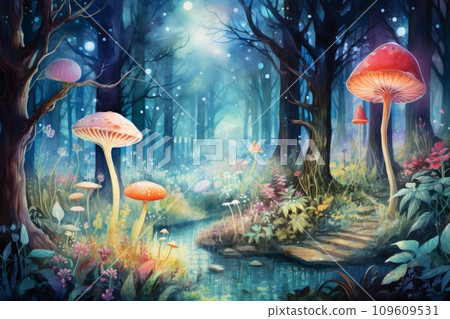 AI-generated content. Mystical mysterious fairy tale forest 109609531