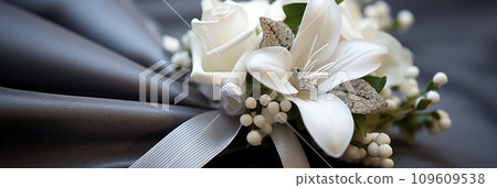 AI-generated content. Groom's boutonniere close up 109609538