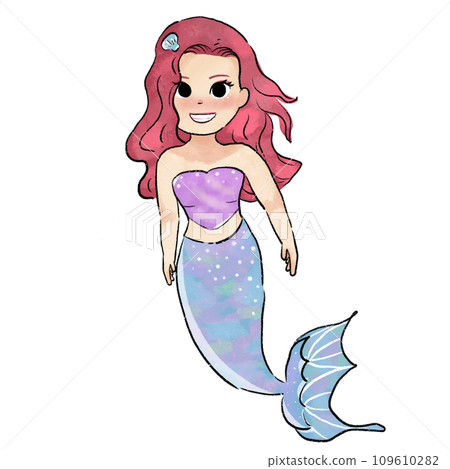 mermaid, cartoon, woman 109610282
