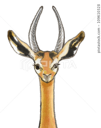 用蠟筆繪製的 Gerenuk 插圖，帶角版本 109610328