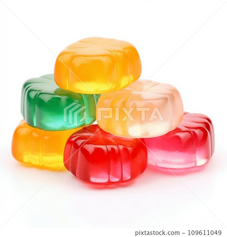 Assorted Jelly Candies on White Background. Generative ai Assorted Jelly Candies on White Background. Generative ai 109611049