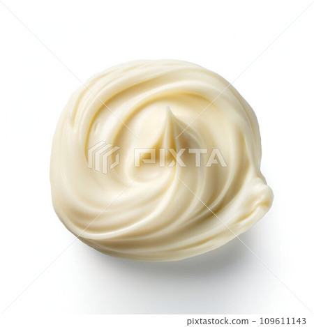 Creamy Mayonnaise Swirl Isolated on White. Generative ai 109611143