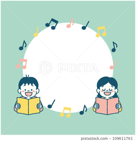 兒童合唱插畫背景素材，方形，簡單 109611761