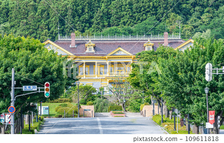 Motomachi, Hakodate City, Hokkaido Popular tourist attraction Old Hakodate Ward Public Hall (distant view) after renovation work completed in Reiwa Motomachi, Hakodate City, Hokkaido Popular tourist attraction Old Hakodate Ward Public Hall (distant view) after renovation work completed in Reiwa 109611818
