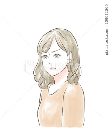 憤怒的女人看著某處 憤怒的女人看著某處 109611869