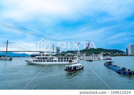Vietnam: Ha Long Bay Cruise Ship with its strangely shaped rocks, Ha Long City Port and Ha Long Bay Cable Car Vietnam: Ha Long Bay Cruise Ship with its strangely shaped rocks, Ha Long City Port and Ha Long Bay Cable Car 109612024