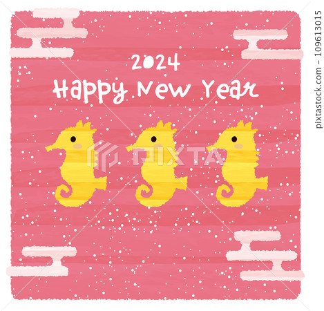 可愛海馬2024新年賀卡07_square 可愛海馬2024新年賀卡07_square 109613015