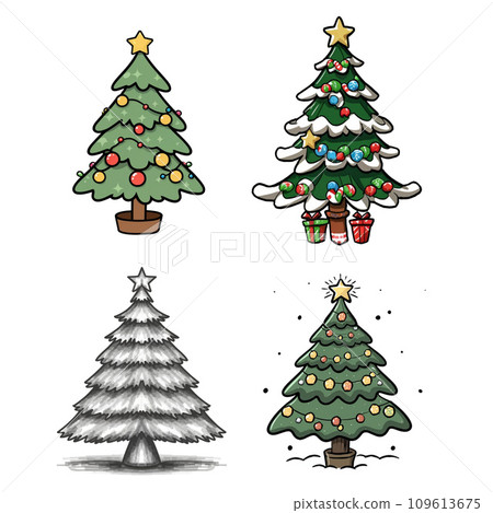 Christmas Decorated Tree Vector set 109613675
