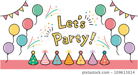 可愛的派對圖示集：氣球、花圈、派對帽 109613814