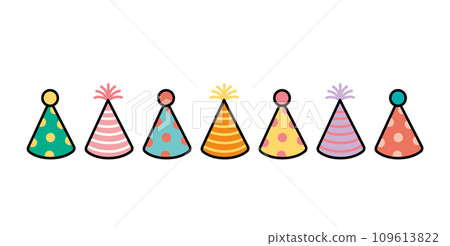 Cute party hat icon illustration set 109613822