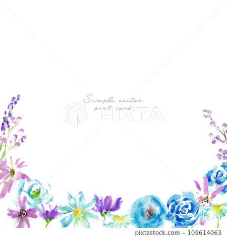 水彩。帶有水彩觸感的花束框架。手繪花卉和植物向量圖。花束裝飾卡。 109614063