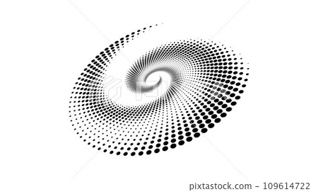 Dotted slanted spiral element. Radial spinning halftone texture. Circle swirl dots shape in perspective. Abstract background for poster, banner, logo, icon, collage, decoration, tag, emblem. Vector Dotted slanted spiral element. Radial spinning halftone texture. Circle swirl dots shape in perspective. Abstract background for poster, banner, logo, icon, collage, decoration, tag, emblem. Vector 109614722