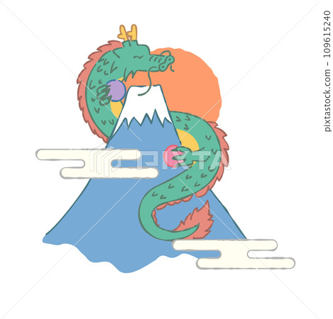 拿著寶石的龍和富士山的插圖 拿著寶石的龍和富士山的插圖 109615240