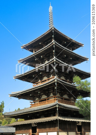 World Heritage Site: Headquarters of the Shotoku Sect, Horyuji Temple, Saiin Garan, Five-storied Pagoda World Heritage Site: Headquarters of the Shotoku Sect, Horyuji Temple, Saiin Garan, Five-storied Pagoda 109615369