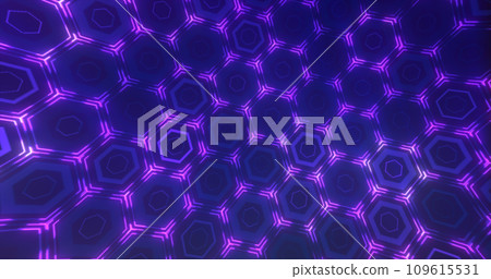 Abstract purple background pattern of hexagons glowing futuristic digital energy magical bright 109615531