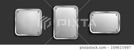 Steel tag plate with borders and screws. Steel tag plate with borders and screws. 109615997