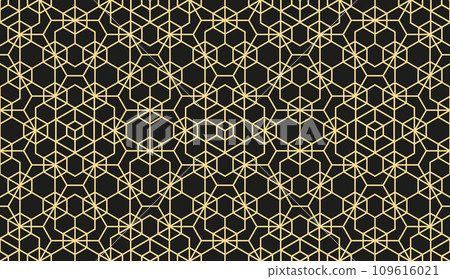 The geometric pattern with lines. Seamless vector background. Gold and black texture. Graphic modern pattern. Simple lattice graphic design The geometric pattern with lines. Seamless vector background. Gold and black texture. Graphic modern pattern. Simple lattice graphic design 109616021