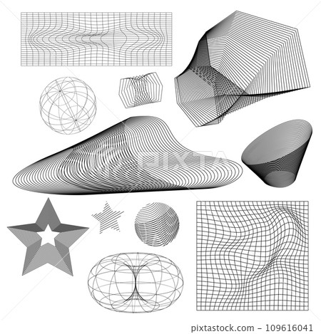 Abstract wireframe figure drawings set Abstract wireframe figure drawings set 109616041
